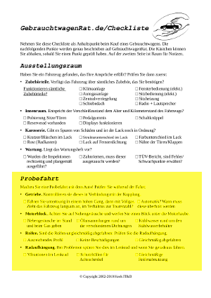 Checkliste: Probefahrt