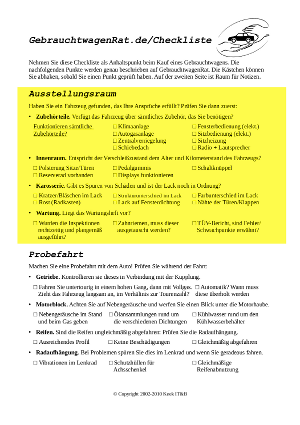 Checkliste: Ausstellungsraum